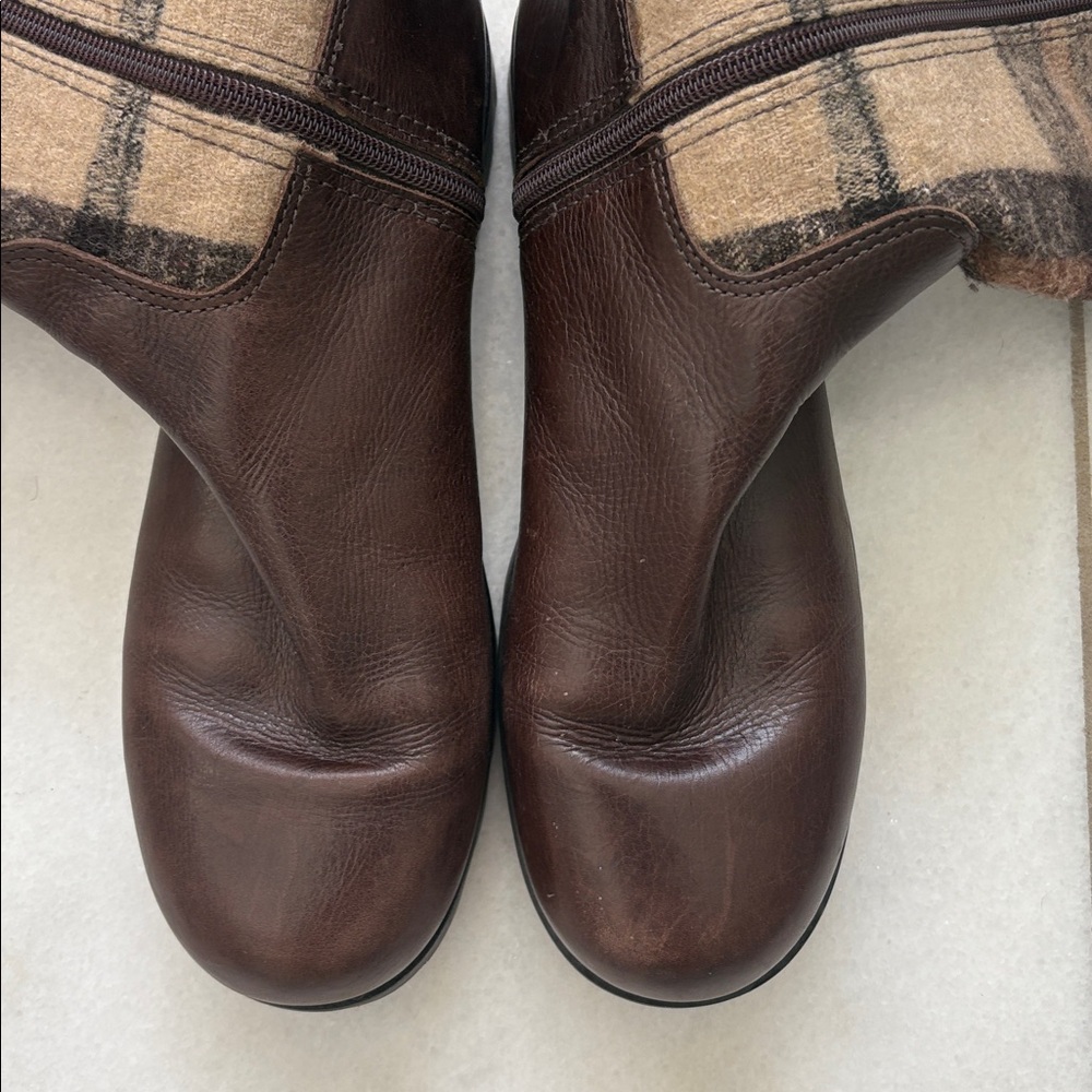 Tory Burch Plaid Flannel & Leather Boots - Picture 10 of 12